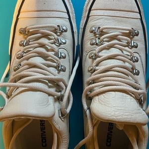 Leather converse sneakers with unique laces